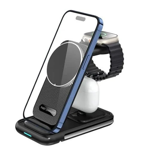 3 In 1 Zinc Alloy Magnetic Folding Wireless Charger